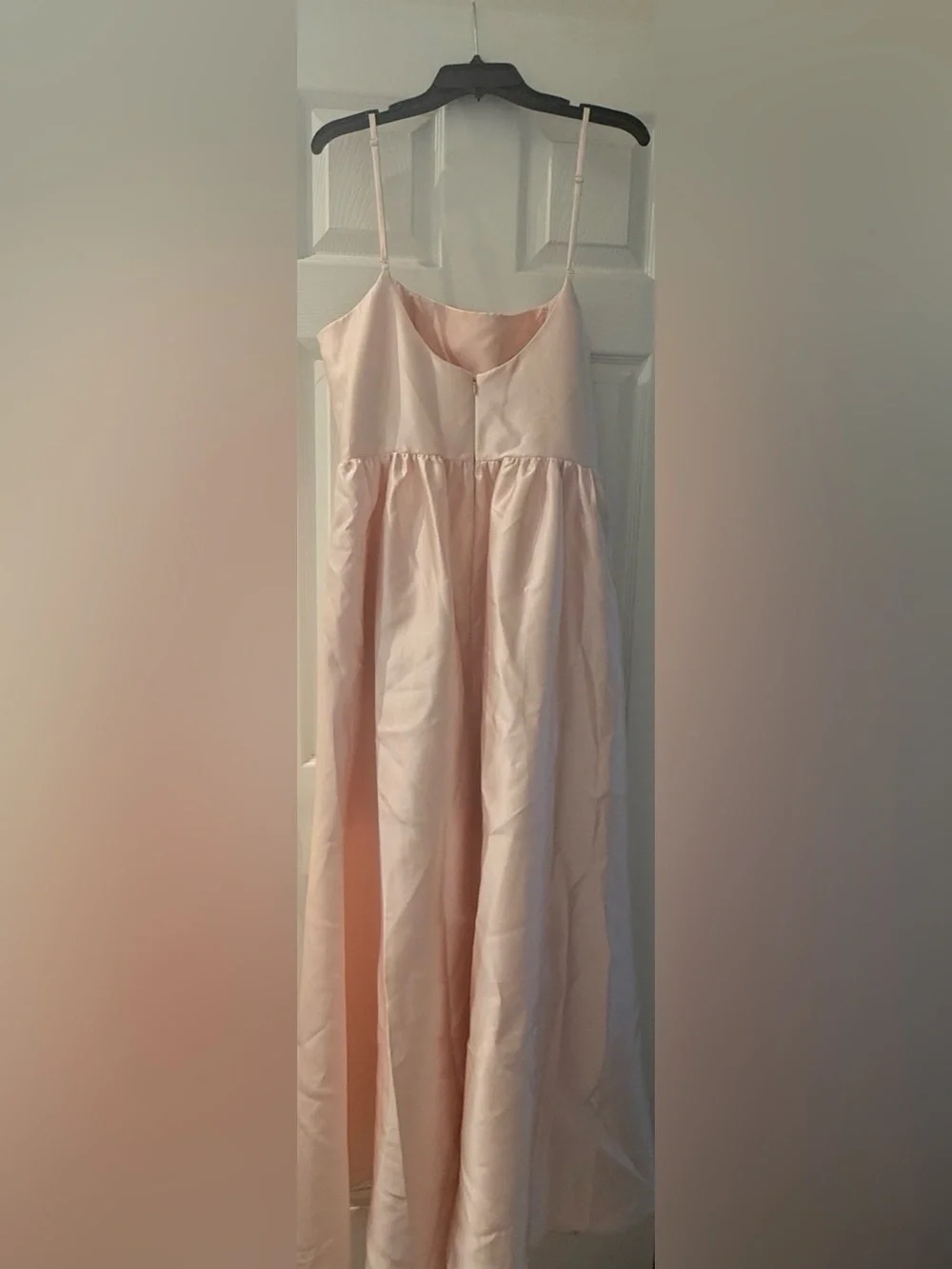 Dessy Collection Jillian basque waist satin twill gown in blush pink